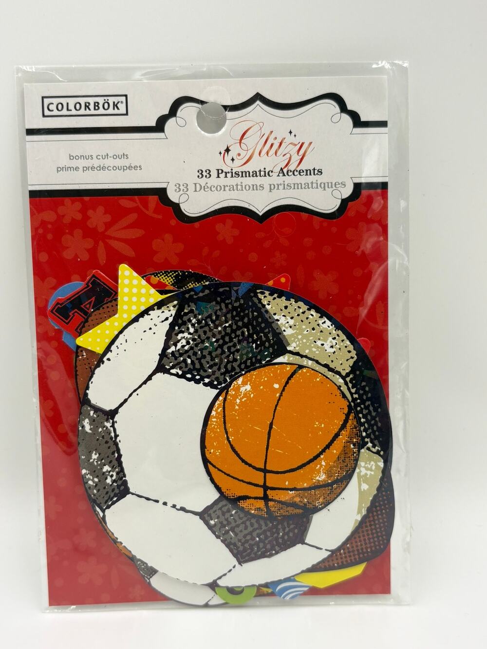 Colorbok Glitzy Sports 33 Prismatic Accents Soccer Basketball Scrapbook New